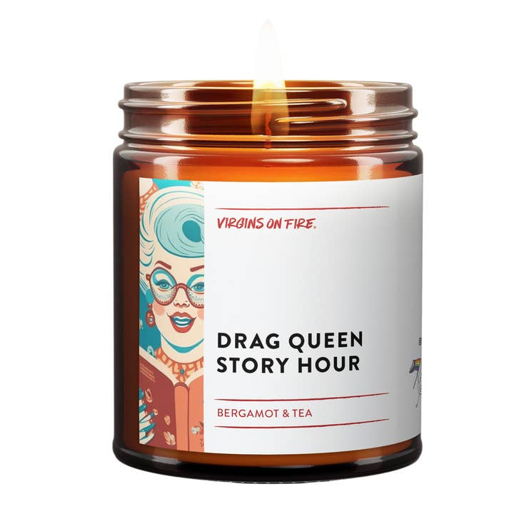 Virgins On Fire Candle Co. - Wholesale Jar/Filled Candle - DRAG QUEEN STORY HOUR (Bergamot & Tea) - LGBTQ+ Gay Candle