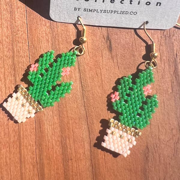 Simply Supplied Co - Venta al por mayor Pendientes colgantes - Pendientes con cuentas de cactus, para amantes de las plantas, colgantes, únicos