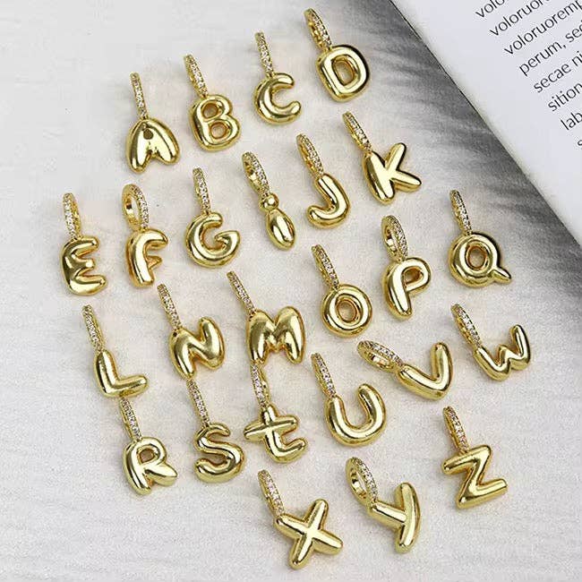 Mini bubble initial charm for wholesale by Glam Bar Bazaar