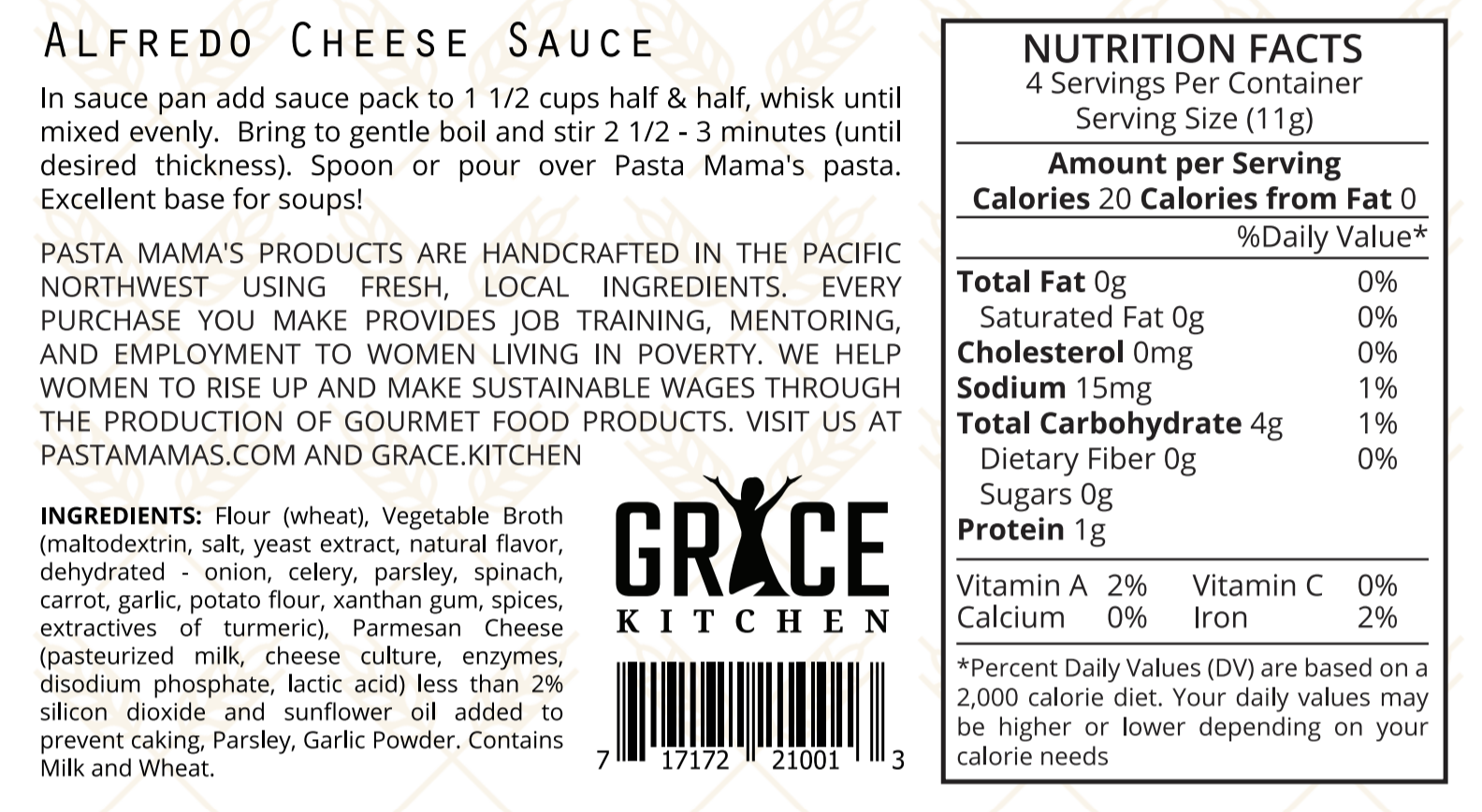 Grace Collective - Wholesale Sauce - Alfredo Cheese Sauce by Pasta Mama's1