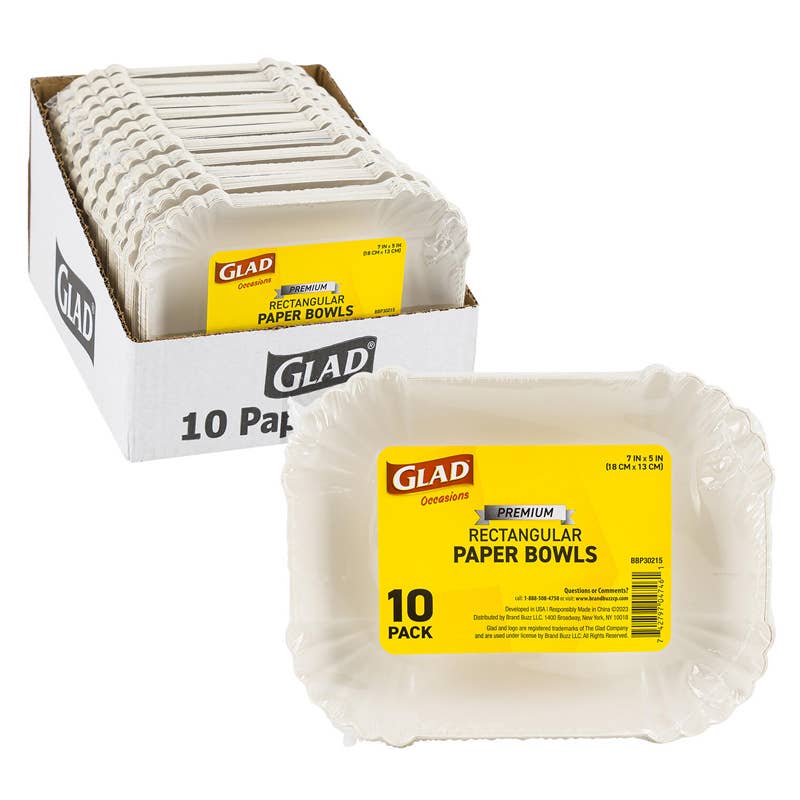 Deluxe Import Trading - Wholesale Disposable plate - 10pc Glad Occasions Premium Rectangular Paper Bowls - 7x5''0