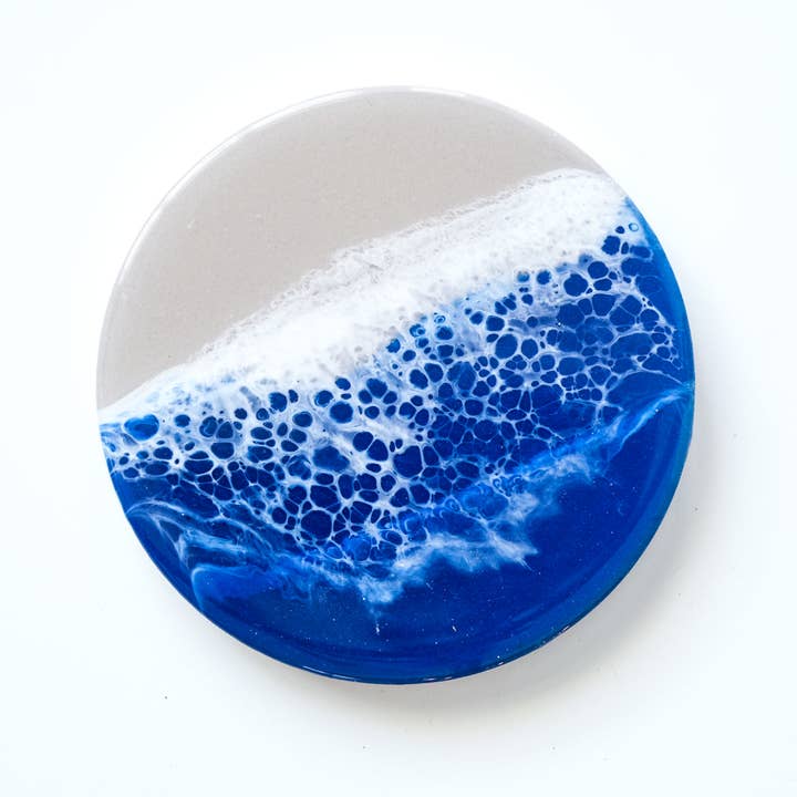 Dybe atlantiske blå bordskånere - sæt med 4 for engroshandel hos Vixen Hollow Arts