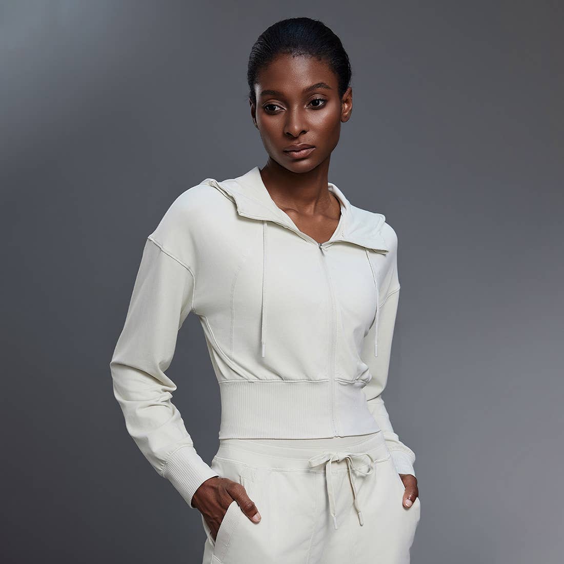 Sodalemon – Casaco de desporto - Mulher por atacado – Casaco Desportivo Aberto com Capuz e Cintura Ajustável para Mulher4