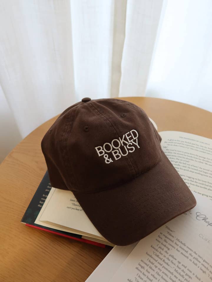 Booked and Busy Dad Hat, Chocolate Brown for wholesale by Rebel and Fleur
