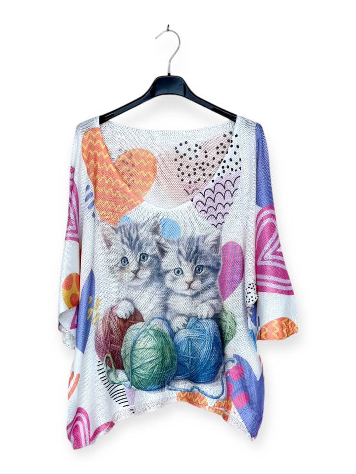 CX 2001-32 - Striktrøje med print for engroshandel hos Lucky Nana