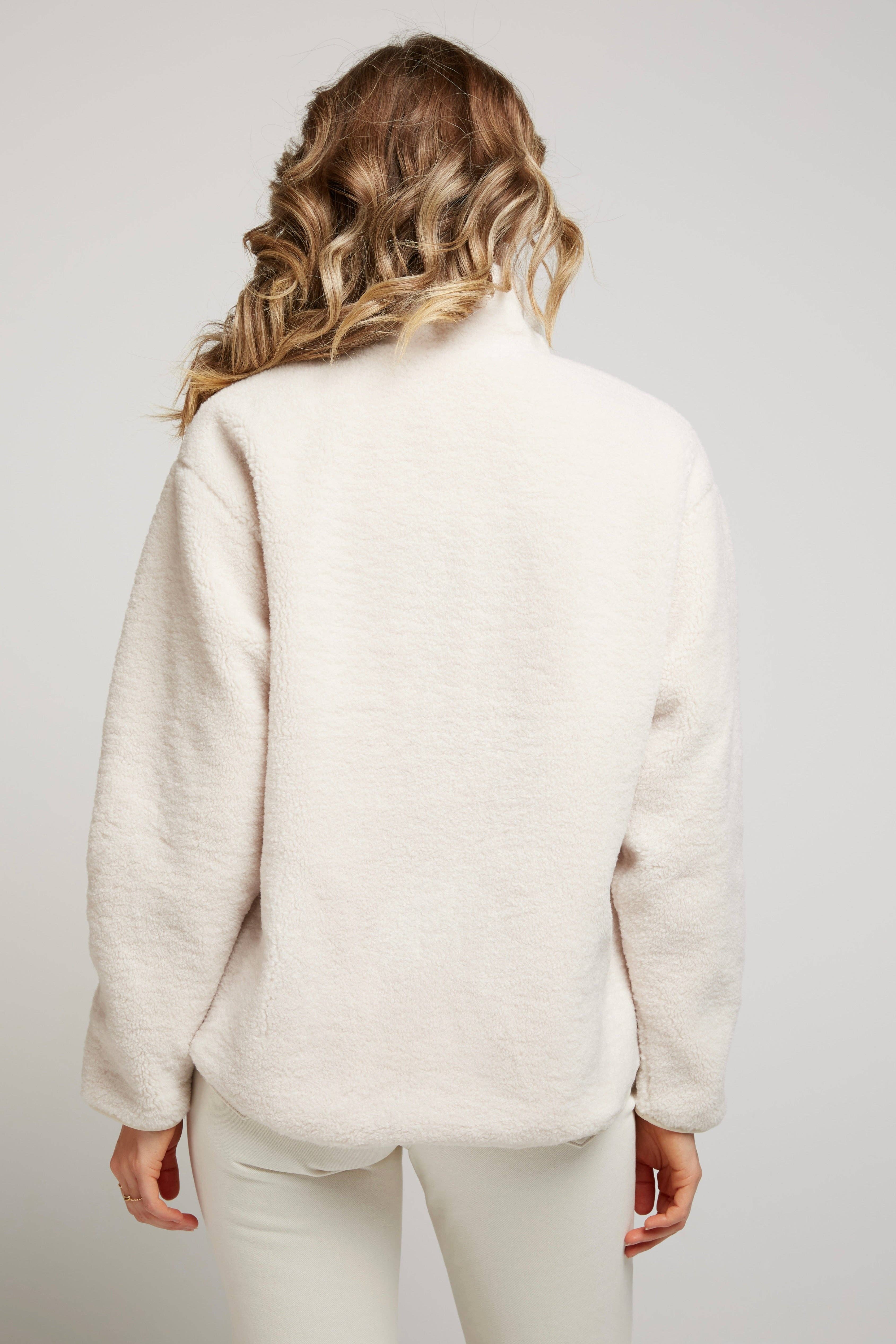 Andy & Lucy - Wholesale Jacket - Women's - VODKA - Faux leather-trimmed fleece jacket2