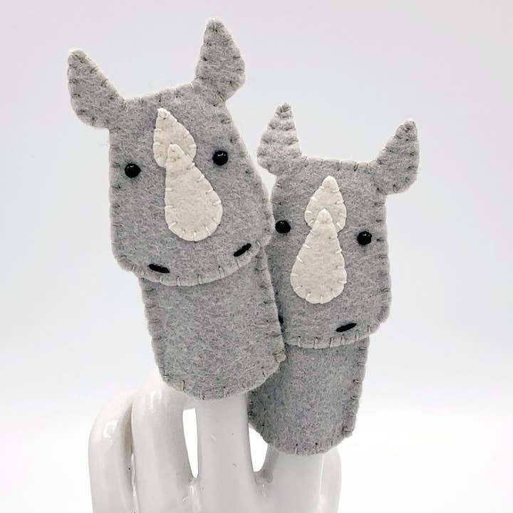 Rhinoceros Felt Finger Puppet for wholesale by Lumpy Buttons
