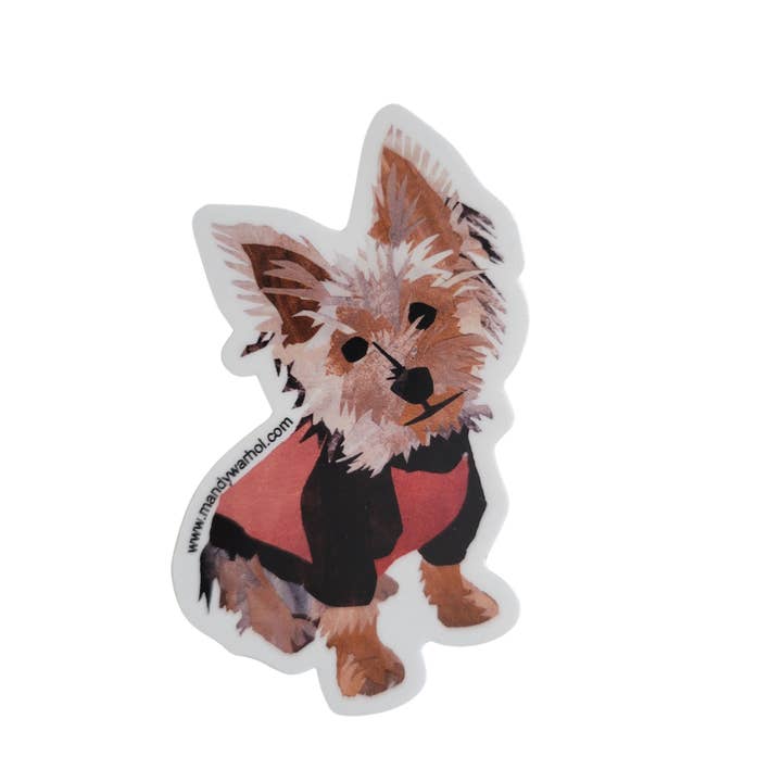 Yorkie Dog Vinyl Sticker for wholesale by Mandy Warhol Fine Art