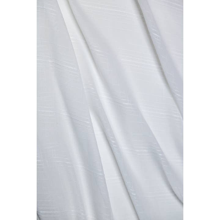 white Kozani Jacquard Plaid Sheer Grommet Curtain for wholesale on Faire2