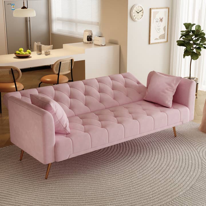 39F Inc. - Wholesale Sofa - 71 inch Convertible Love Seat Sofa Bed, Velvet, 6 colors9