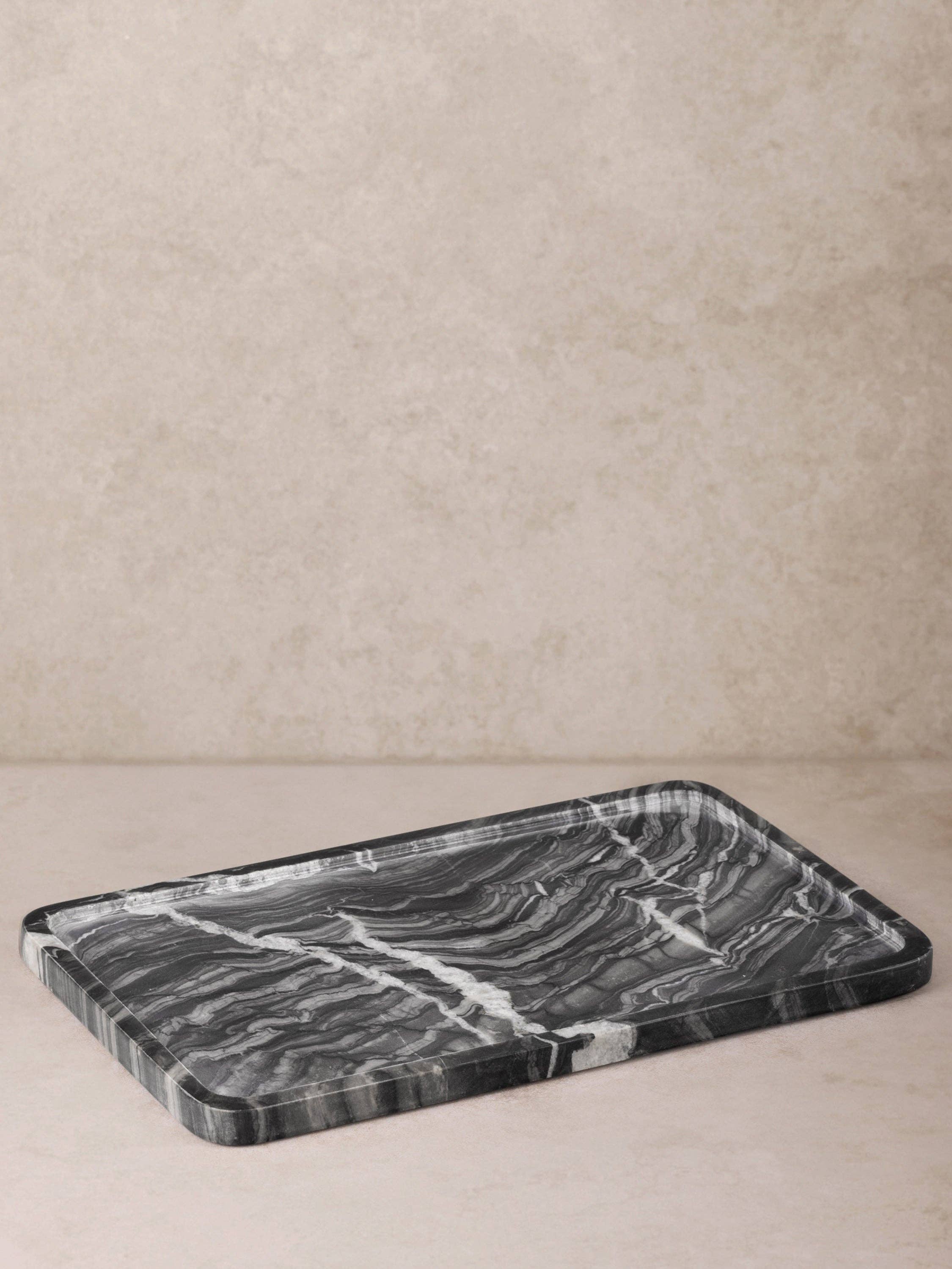 GAURI KOHLI - Wholesale Decorative Tray - Frontier Black Onyx Marble Tray – 15″×9″1