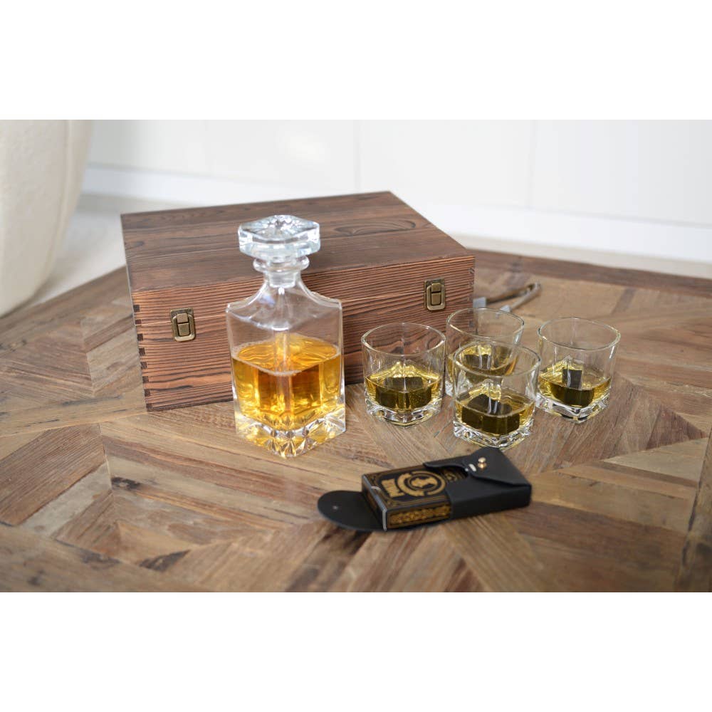 AULICA - Wholesale Cocktail/Liquor Glass - Wooden whisky box with decanter3