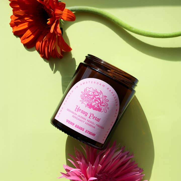 Very Goods Studio - Wholesale Jar/Filled Candle - HEAVY PETAL / 170 ml / 45-50 Hours Amber Glass Jars