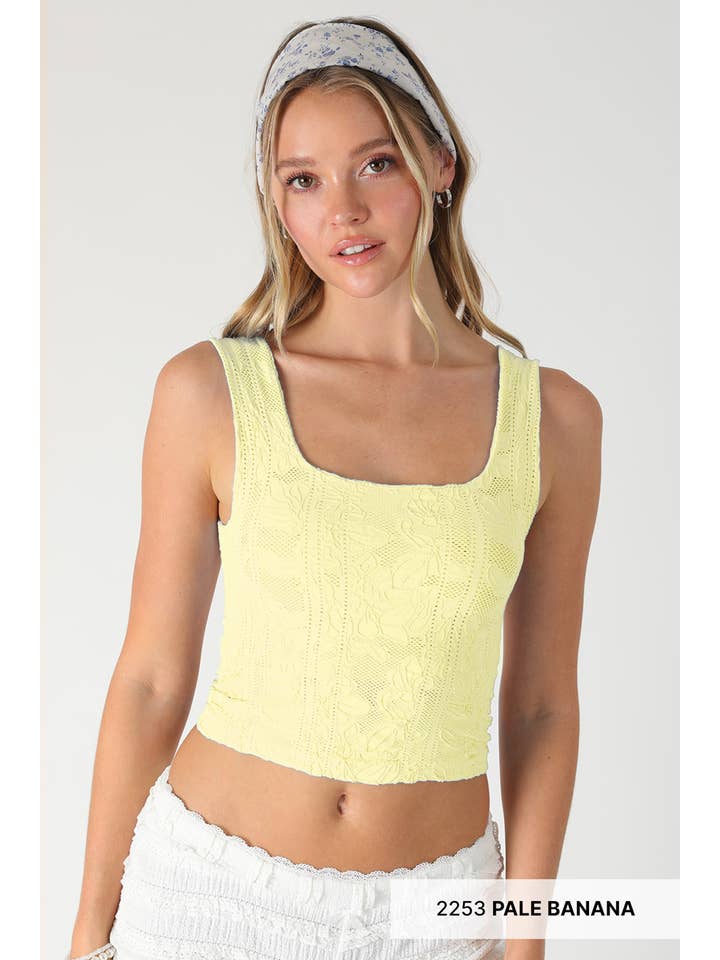 NIKIBIKI - Wholesale Knit Top - Women's - NS8396 - Double Lace Square Crop Top