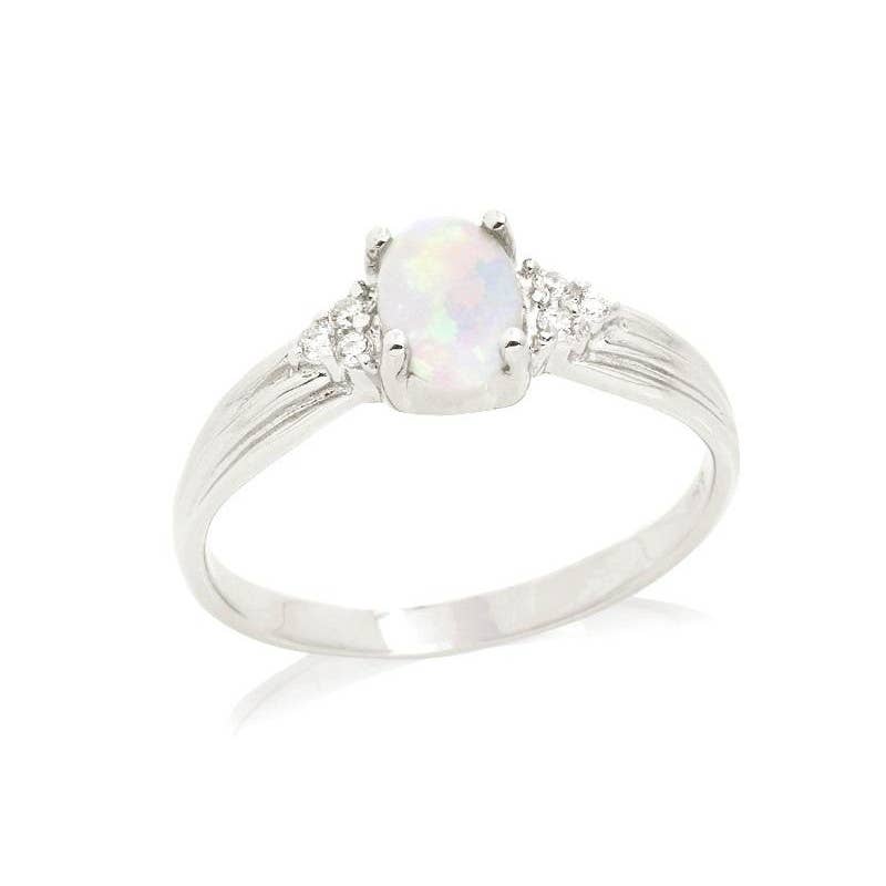 OPALOOK France – wholesale Cocktail/statement ring – Natural white opal ring from Australia oval, sterling silver0