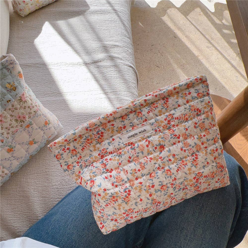 Dipped Shop - Wholesale Makeup/Cosmetic Bag - Flower Print Padded Large Capacity Make Up Bag DPB24170