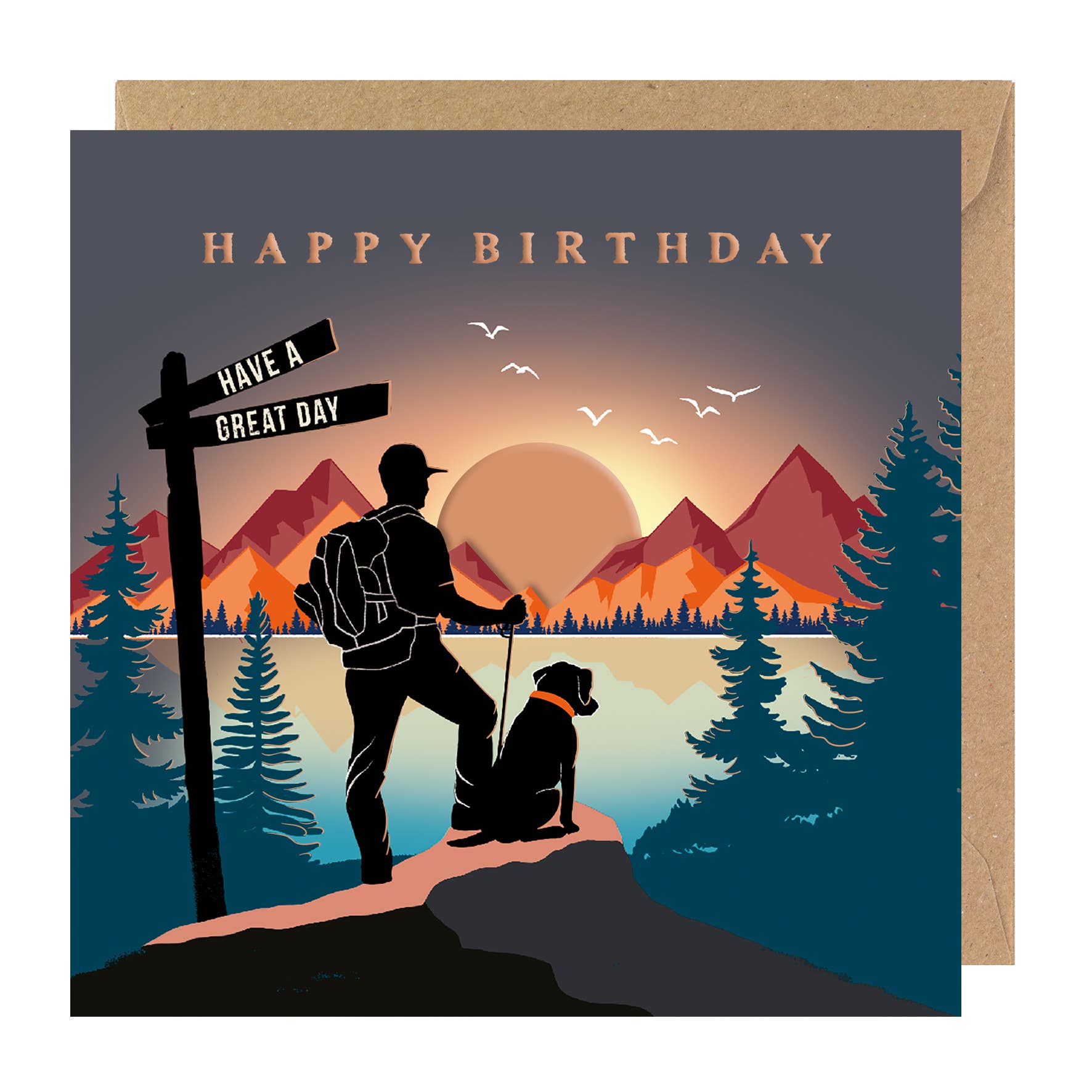 Rosanna Rossi – wholesale Birthday card – Happy Birthday outdoors card, hiking dog mountains0