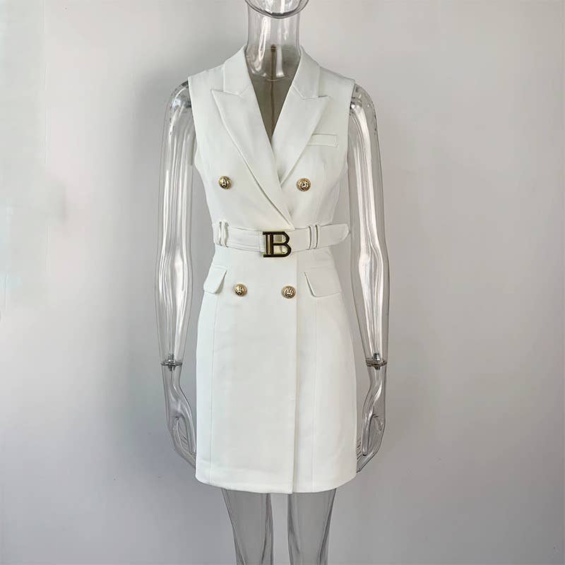 Productseeker - Wholesale Dress - Women's - DR008Y Fushcia Sleeveless Tie-Waist Suit Dress 6