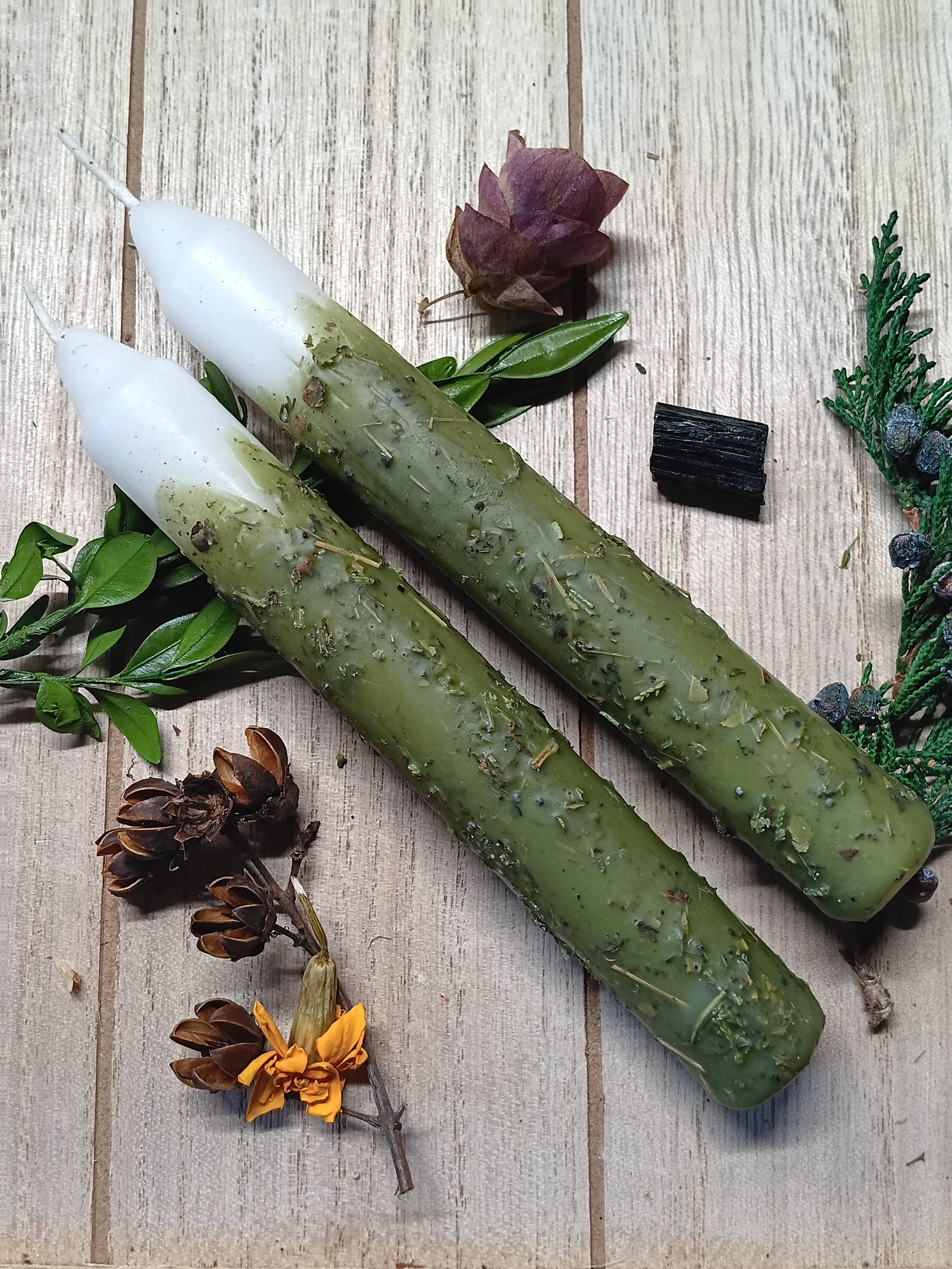 Elemental Earth Shop - Wholesale Tapered Candle/Candlestick - Money Herbal Intention Candles1