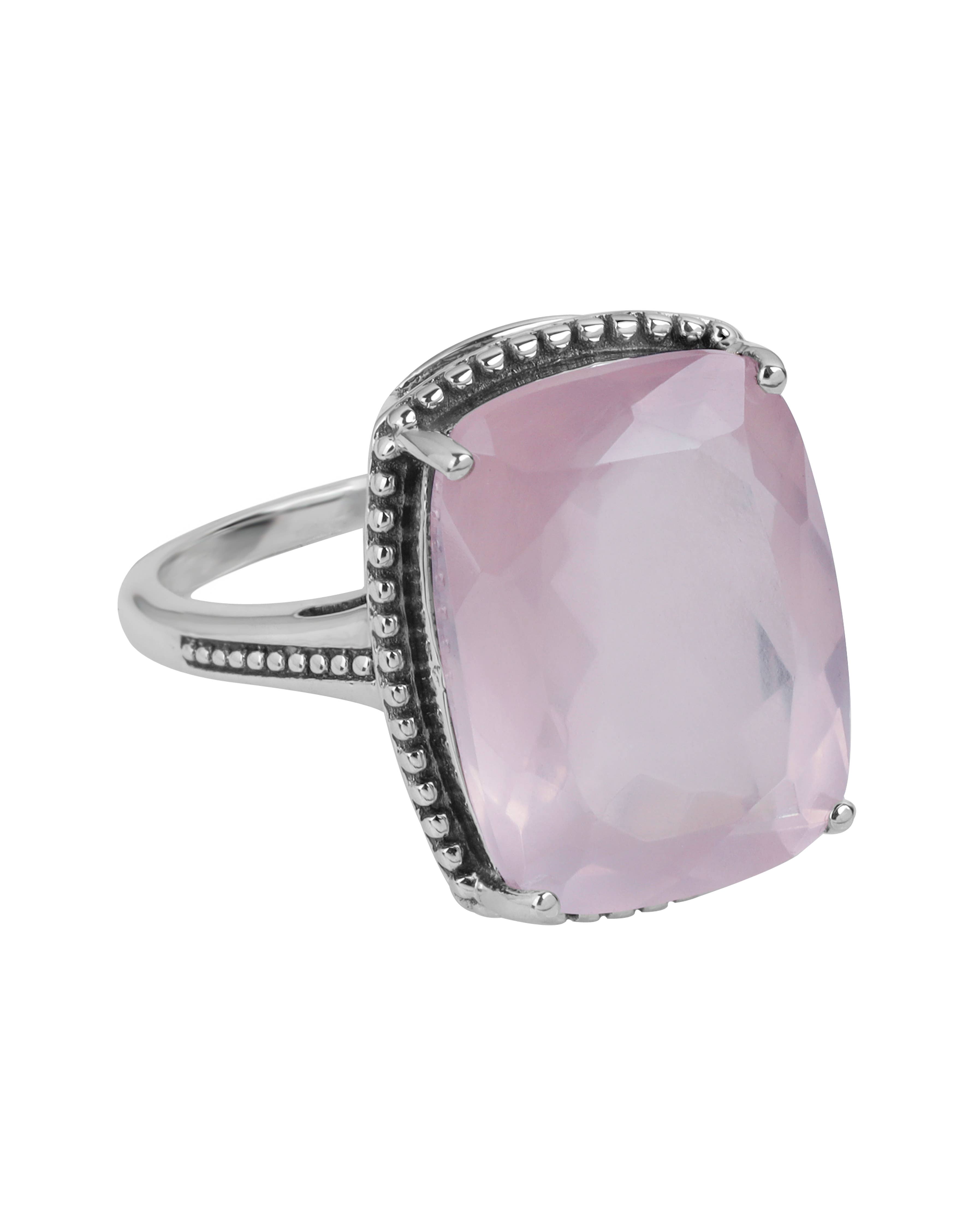 Tiramisu - Wholesale Cocktail/Statement Ring - 925 Silver Roselight Empress Ring with Rose Quartz Gemstone