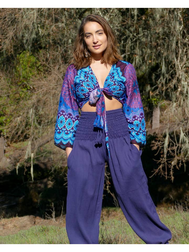Zig Zag Asian Collection - Wholesale Blouse - Women's - Vivid Floral Mandala Wrap Top