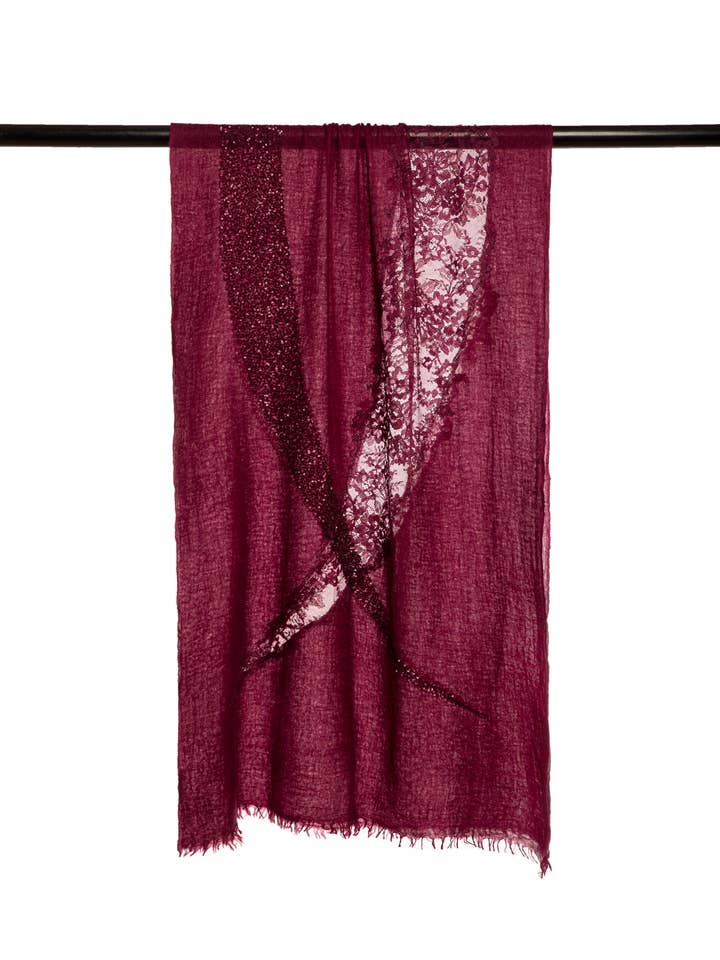 Jade Moon Lace Embroidered Scarf for wholesale by OO-TO