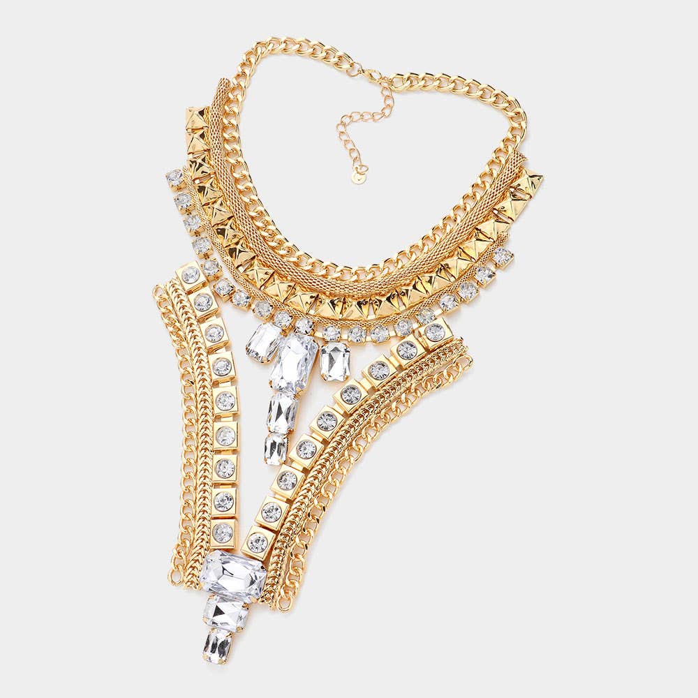 Sensibling Corp. - Vente Parures de bijoux - Collier plastron orné de pierres rectangulaires3