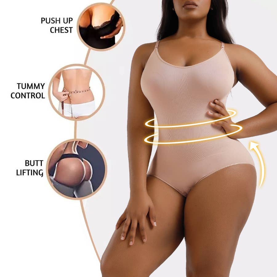 Butt Lifting Solid Color Womens Ribbed Tummy Control Body Shaper Long  Sleeve Round Neck Shapewear Bodysuit for Womens : : Clothing,  Shoes 