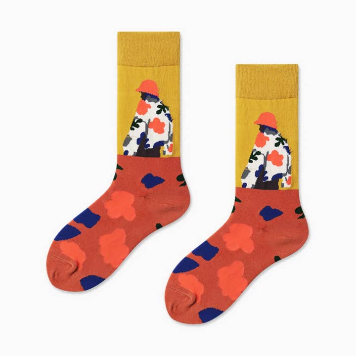 Bears Paint Cartoon Casual Cotton Creative Crew Sokken voor dames en meisjes voor wholesale door Pantsnsox