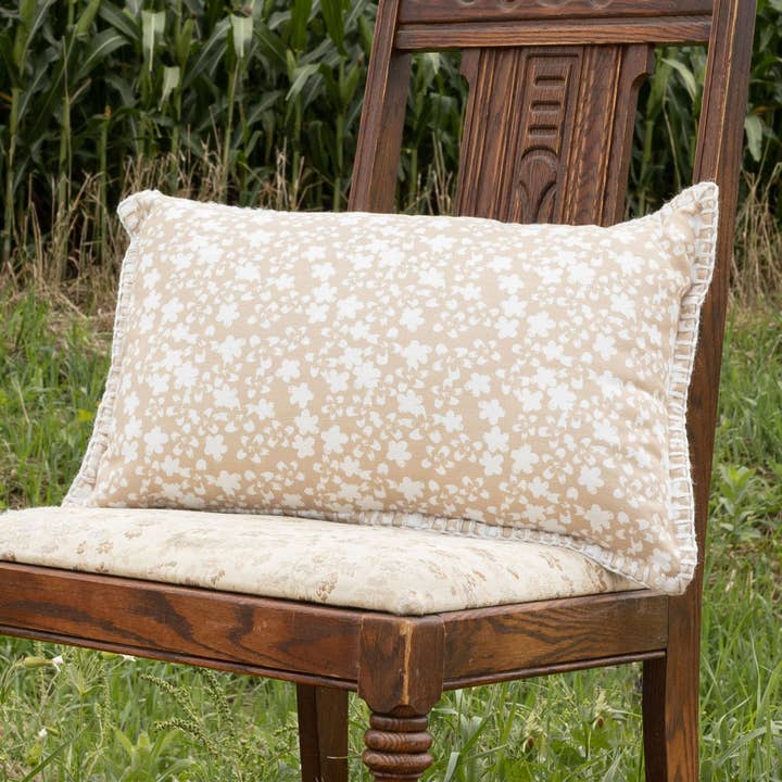 14x22 Dover Floral Outdoor Pillow Tan for wholesale by Foreside Home & Garden
