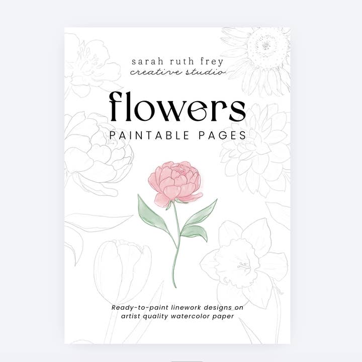 Sarah Ruth Frey - Wholesale Sketchbook/Sketchpad - Flowers Paintable Pages | Watercoloring Set0