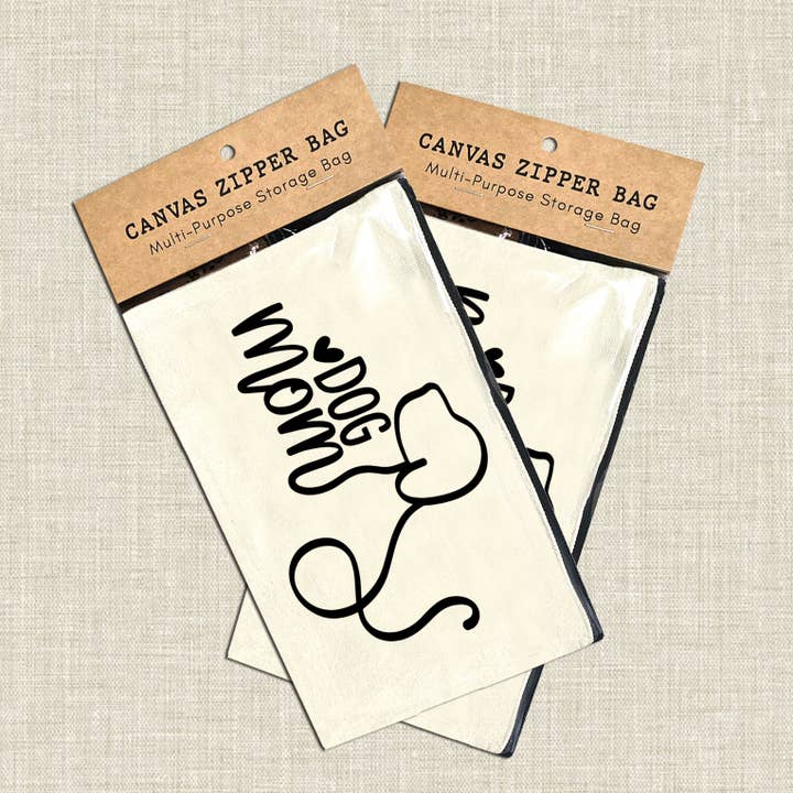 Coastal Creators of Connecticut - Wholesale Pouch - Unisex - "Dog Mom" Multi-Use Canvas Bag for Dog Lovers2