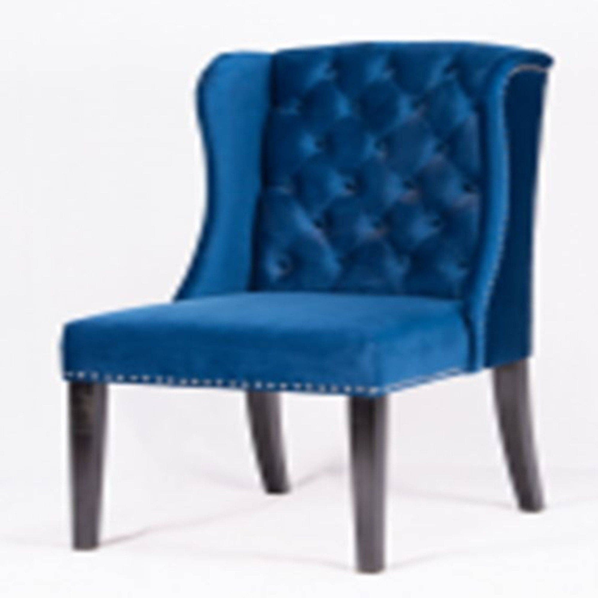 Hi-Line Gift Ltd. - Wholesale Chair - Navy Blue Velvet Button-Tufted Wingback Dining Chair3