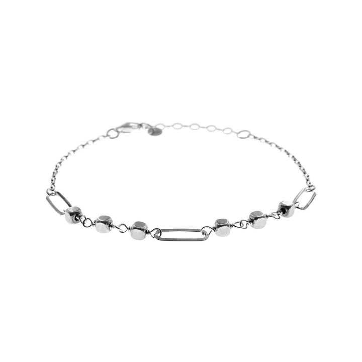Jaelyn cube hematite bracelet for wholesale by Kali Ma Designs - Sterling Silver Jewellery