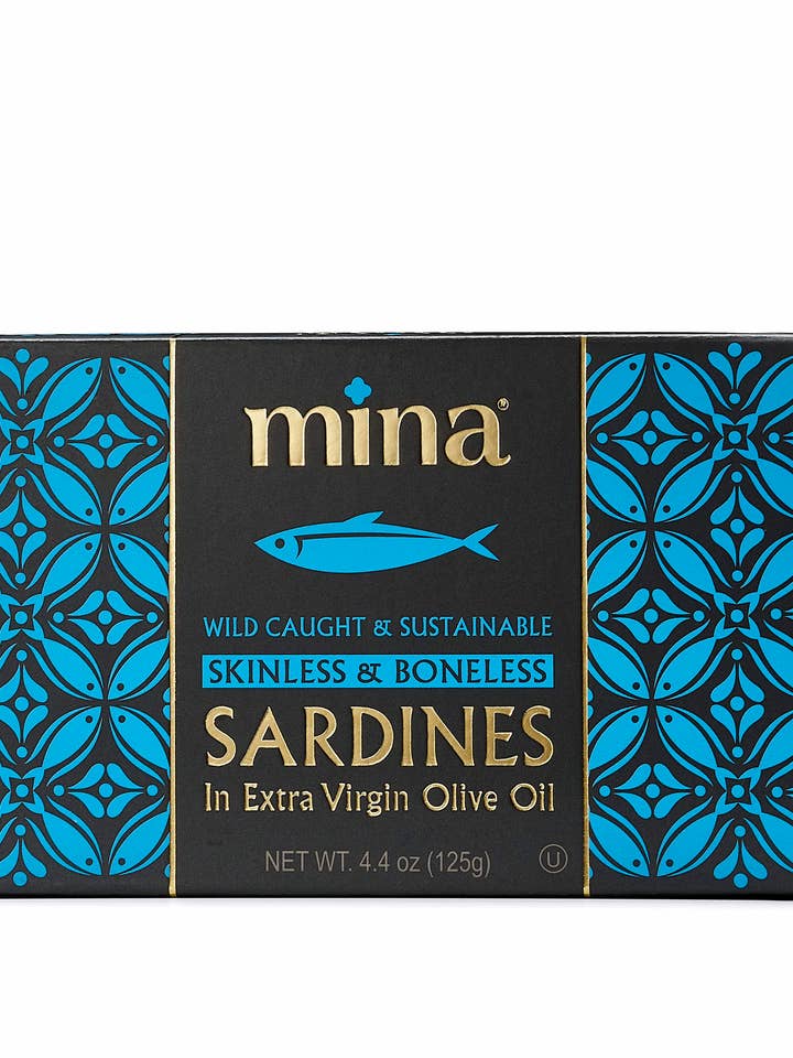 4 oz de sardines sans peau et désossées dans de l'huile d'olive extra vierge pour la vente par Mina