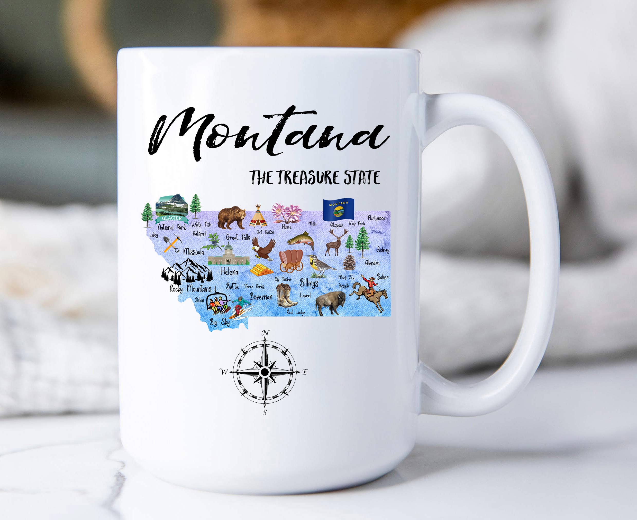 Avery Lane Gifts - Venta al por mayor Taza - Taza de café de recuerdo con el mapa del estado de Montana