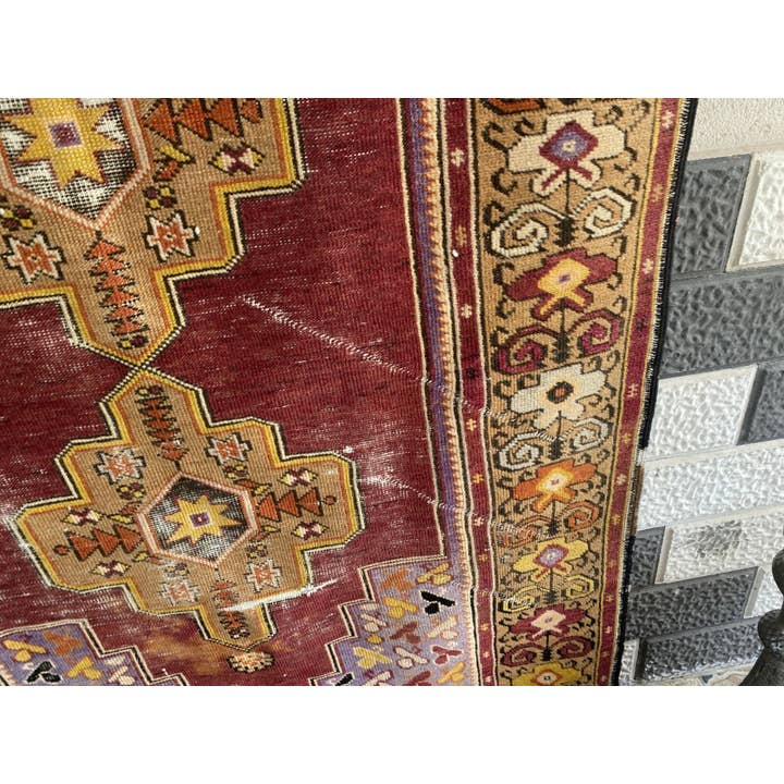 Oushak Rugs - Wholesale Area Rug - Vintage Turkish Oushak Handmade Geometric Wool Rug 4x6 ft13