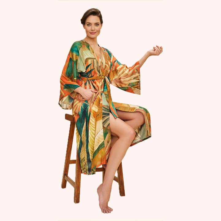 Powder Design inc - US - Wholesale Kimono - Women's - Painted Palms Kimono Gown1