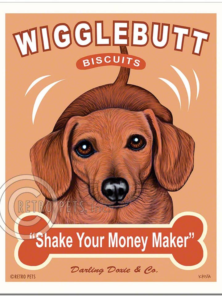 T-109 8x10 Art Print, Dachshund "Wigglebutt Dachshund" for wholesale by Retro Pets