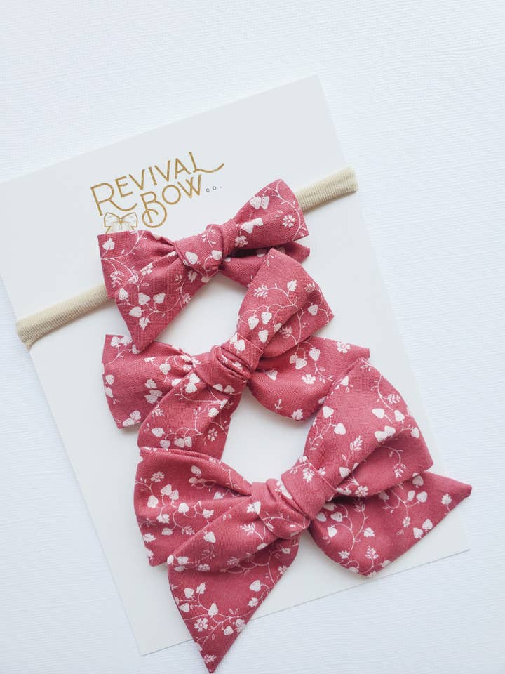 Large Fabric Bow • Strawberry • Summer Bow • Toddler Bow for wholesale by Revival Bow Co.