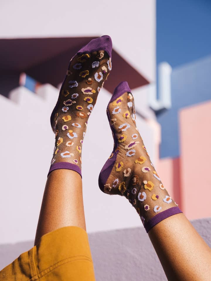Horseshoe Bend Prune • Transparent leopard socks for wholesale by Atelier St Eustache