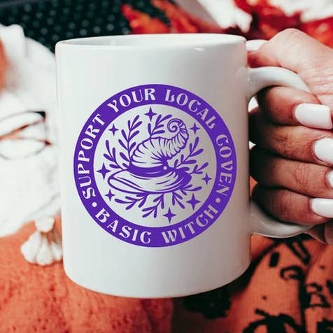 Support Your Local Coven Ceramic Mug, Basic Witch, White Mug and other Purchase Wholesale coven. Free Returns & Net 60 Terms on Faire trending on Faire.