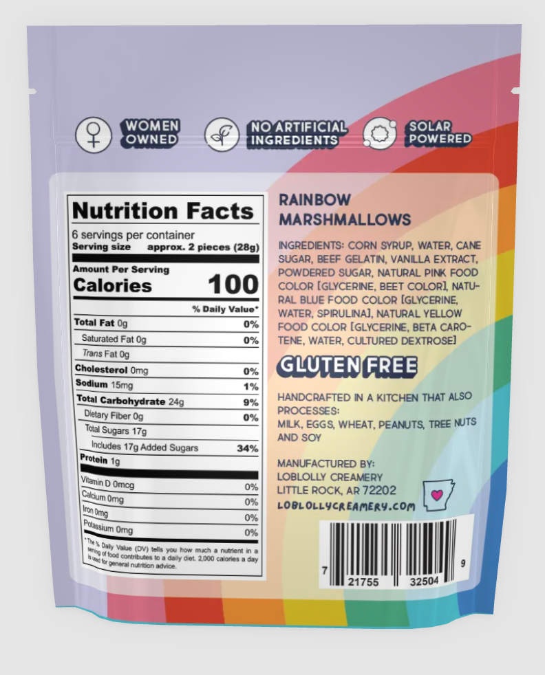 Loblolly Creamery - Vente Guimauve - Sachets de guimauves : Arc-en-ciel1