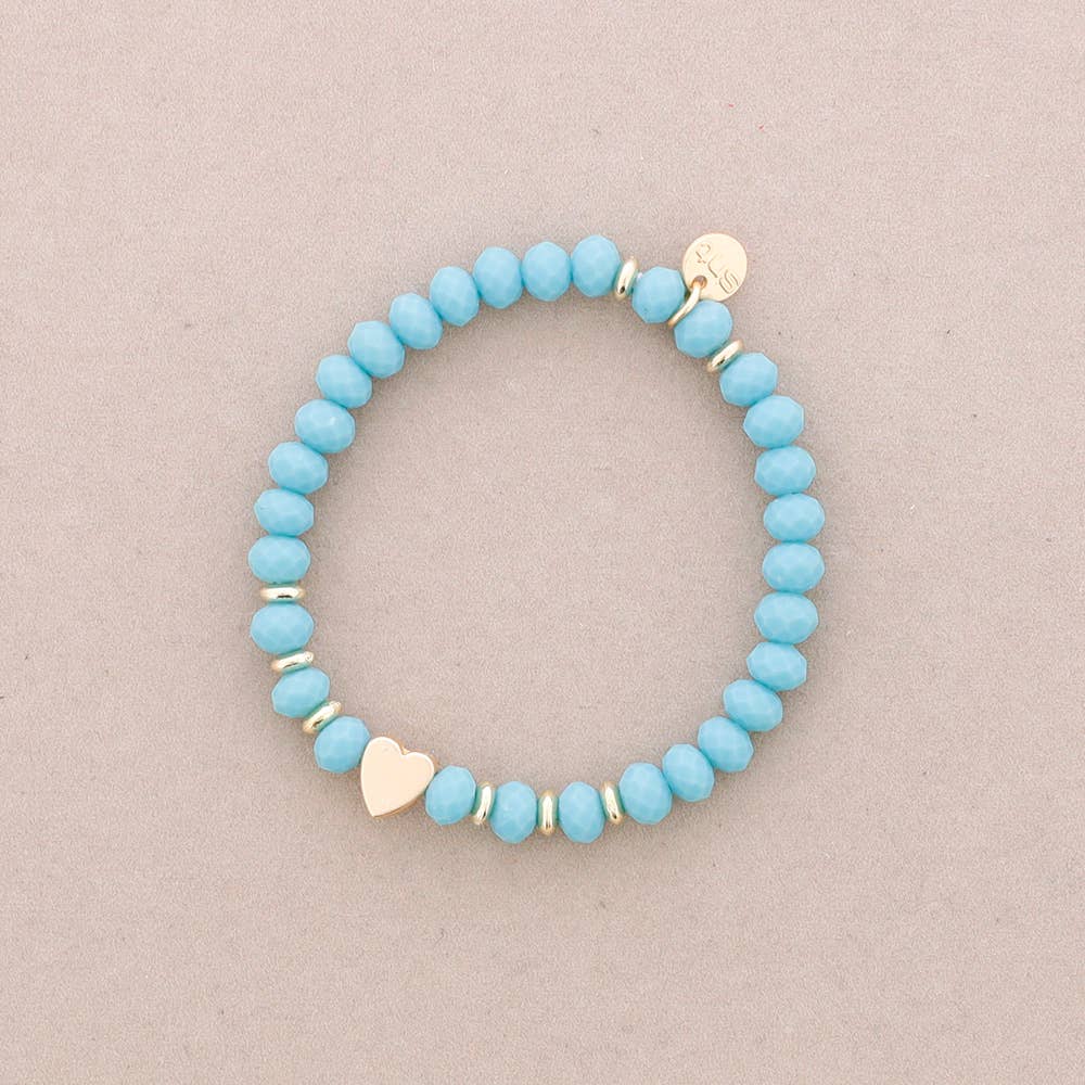 Sonata – Pulseira de missangas por atacado – Pulseira elástica com coração metálico e cristais facetados4