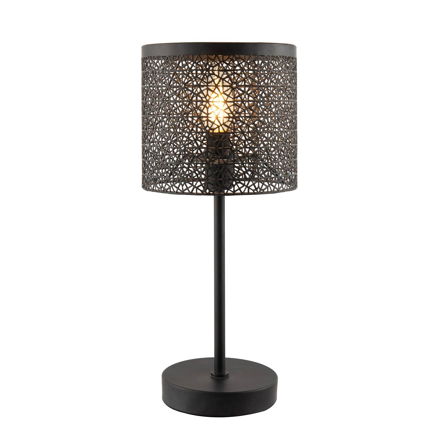 Happy Homewares - Wholesale Accent/Desk Lamp - Classic Chic Moroccan Themed Matte Black Table Lamp with Inline Switch1