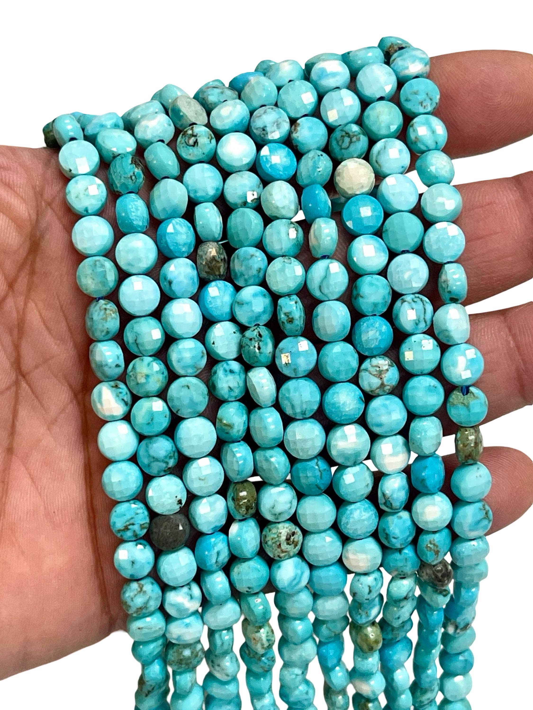 TRIVENI USA INC - Wholesale Beads - Turquoise Gemstone Beads Faceted Coin 6mm Strand Polished