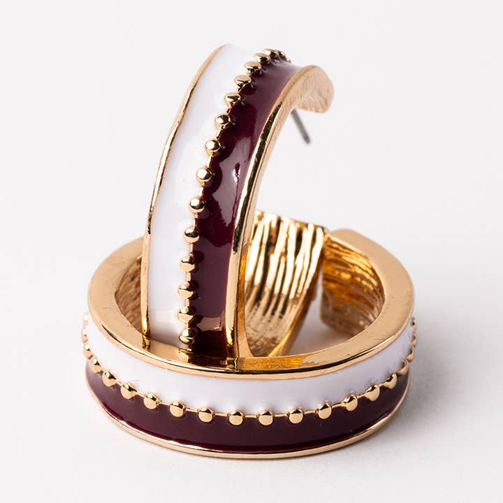 Michelle McDowell – Engroshandel Hoops – Øreringe Meaghan Maroon & Hvid S0