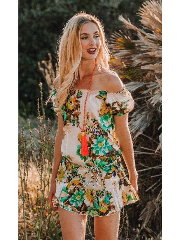 Miss Kitsch – wholesale Dress – Women's – White Floral Cotton Short Summer Dress, Boho Summer Dress, Short Dress, Beach Dress, Tunic Dress, Holiday Dress, Cali Summer Dress5