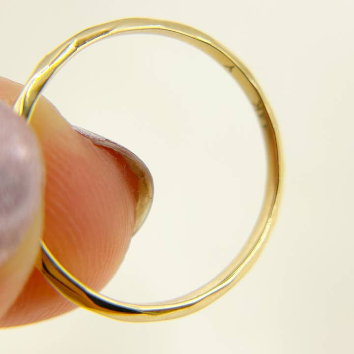 Yellow RAZ01296. 14K Solid Gold Hammered Ring for wholesale on Faire4
