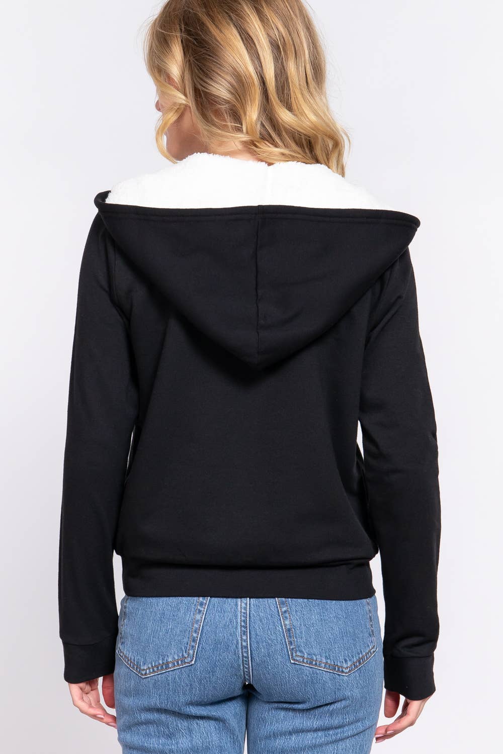 Active Basic | Active USA - Venta al por mayor Sudadera con capucha - Mujer - Chaqueta interior de felpa francesa con capucha y cremallera de piel sintética1